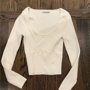 Scoop neck rib knit top
